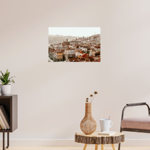Póster Ciudad de Porto durante la puesta de sol