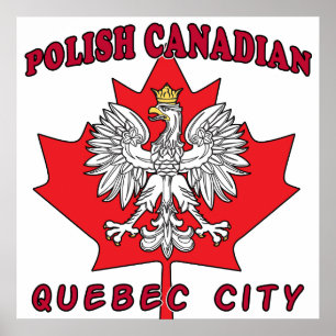 Póster Ciudad de Quebec Leaf canadiense polaco