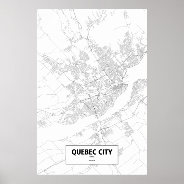 Póster Ciudad de Quebec, Quebec (negro sobre blanco) (Frente)