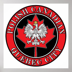 Póster Ciudad de Quebec redonda de hoja canadiense polaca