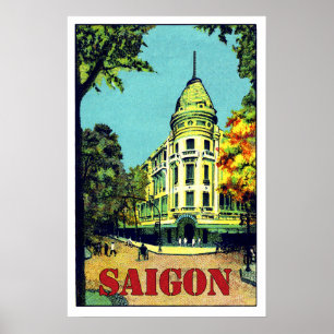 Póster Ciudad de Saigón, Ho chi minh, Vietnam, viaje vint