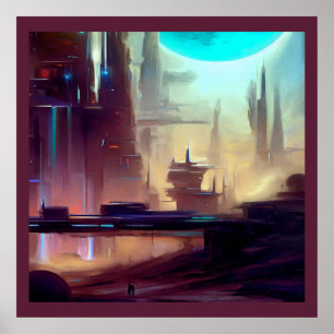 Póster Ciudad de SF en un planeta extraño 3