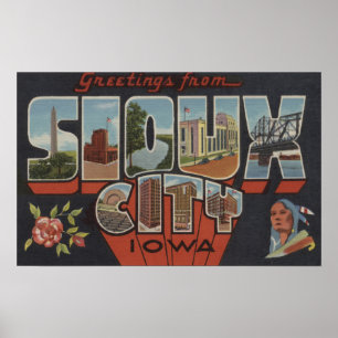 Póster Ciudad de Sioux, Iowa - Escenas de letras grandes