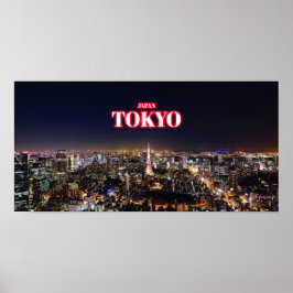 Póster Ciudad de Tokio de noche - Japón