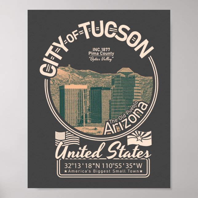 PÓSTER CIUDAD DE TUCSON ARIZONA - CIUDAD CENTRO DE TUCSON (Frente)