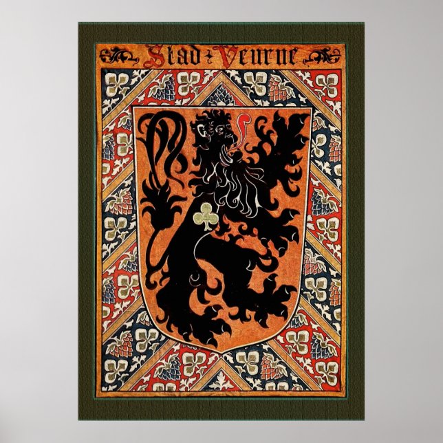 Póster Ciudad de Veurne, Bélgica (Vintage CoA) (Frente)