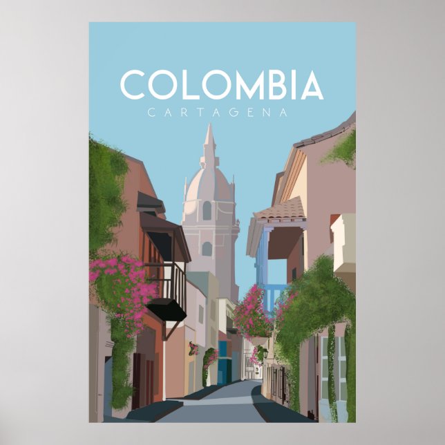 Póster Ciudad de viaje de Cartajena colombia, (Frente)