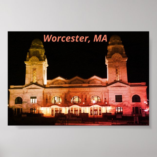 Póster Ciudad de Worcester, Massachusetts Architecture (Frente)