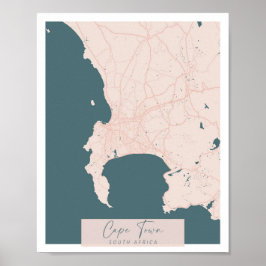 Póster Ciudad del Cabo Guión sudafricano rosa y azul