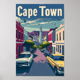 Póster Ciudad del Cabo Ilustracion de Viajes de Vintage d