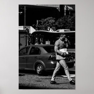 Póster Ciudad del Cabo Monocromo Cityscape Street Lifesty