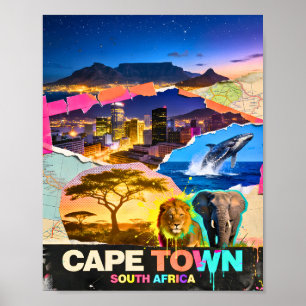 Póster Ciudad del Cabo Sudáfrica Montaña Mar Safari Colla