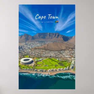 Póster Ciudad del Cabo, Sudáfrica - Vista de la Montaña d