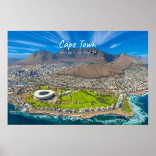 Póster Ciudad del Cabo, Sudáfrica - Vista de la Montaña d