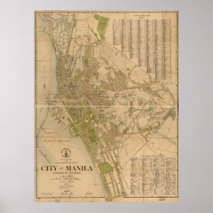 Póster Ciudad del mapa de las islas filipinas de Manila
