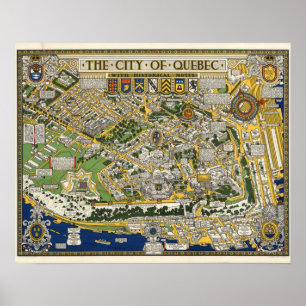 Póster Ciudad del mapa de Quebec