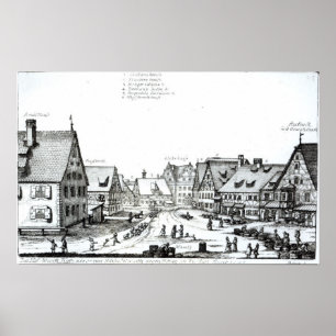 Póster Ciudad del mercado alemán, 1704