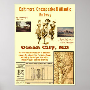 Póster Ciudad del océano, Maryland por el carril