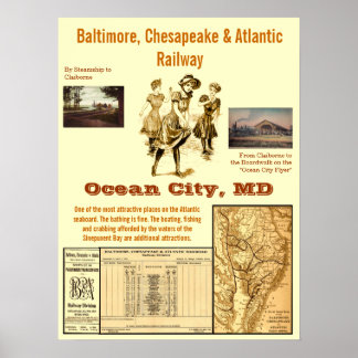 Póster Ciudad del Océano, Maryland por tren
