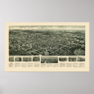 Póster Ciudad del puerto del huevo, mapa panorámico de NJ