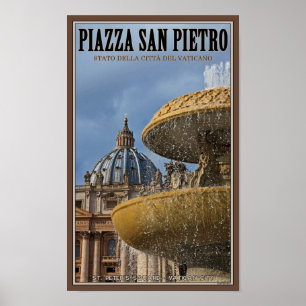 Póster Ciudad del Vaticano - Fuente de la Plaza St Peters