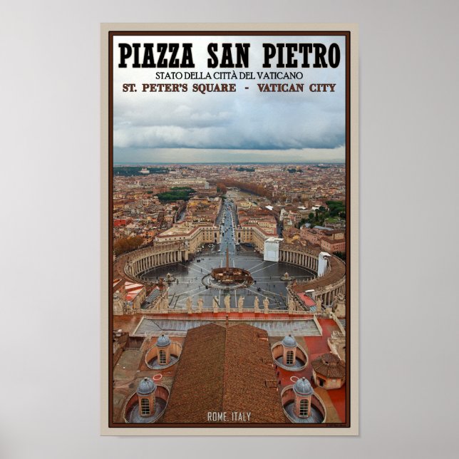 Póster Ciudad del Vaticano - Vista de Plaza de San Pedro (Frente)
