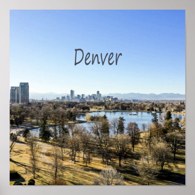 Póster Ciudad Denver y Montañas Colorado (Frente)