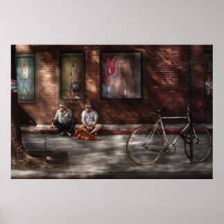 Póster Ciudad - Dos chicos y un perro