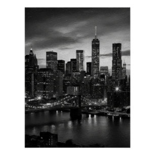Póster Ciudad en Contraste Un horizonte urbano en blanco