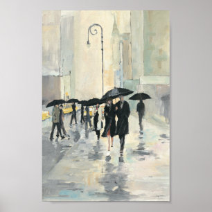 Póster Ciudad en lluvia