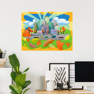 Póster Ciudad En Otoño
