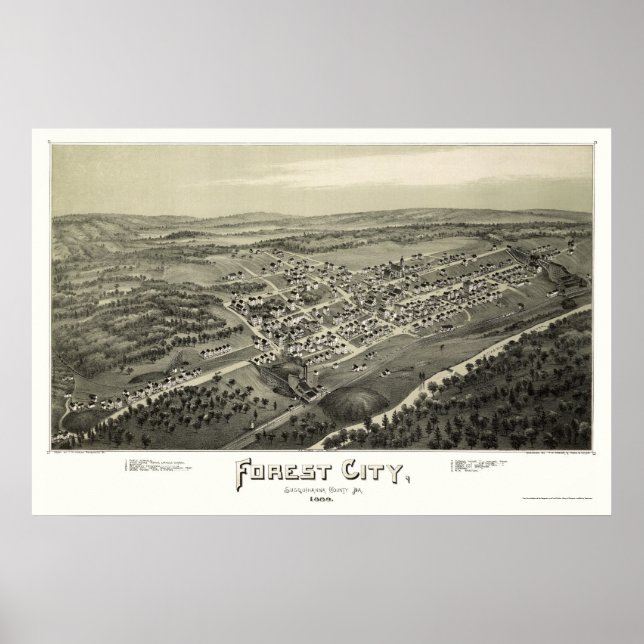 Póster Ciudad Forestal, Mapa Panorámico PA - 1889 (Frente)