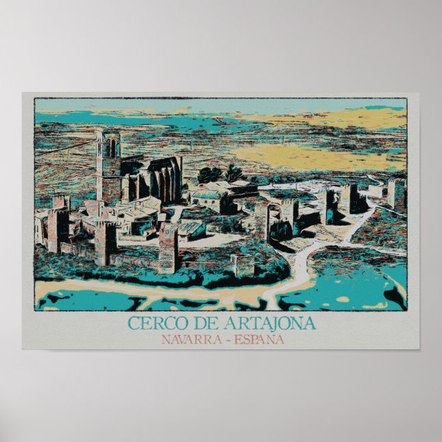 Póster Ciudad fortificada de Artajona, Navarra, España (Frente)