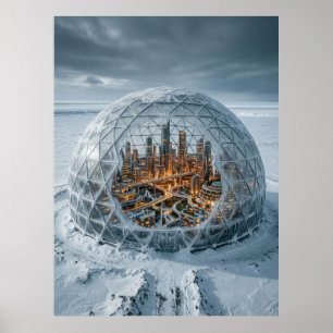 Póster Ciudad Futurista Domo Congelado