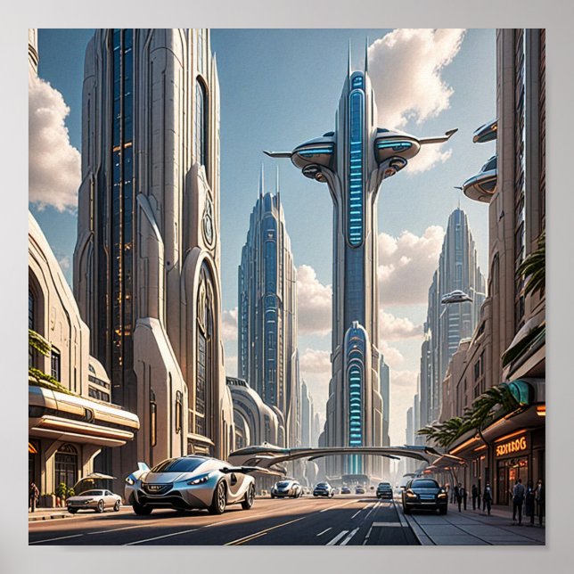 Póster Ciudad futurista moderna (Frente)