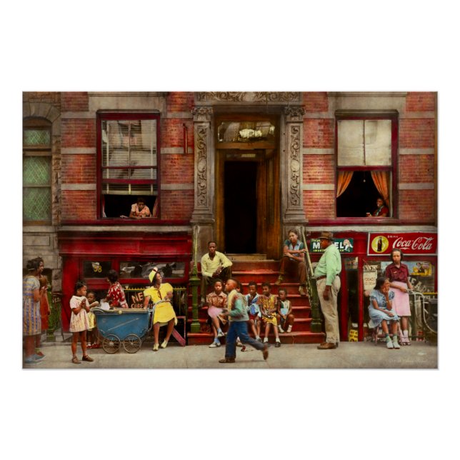 Póster Ciudad - Harlem NY - Vida en la entrada 1935 (Anverso)
