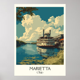 Póster Ciudad histórica del río Marietta Ohio
