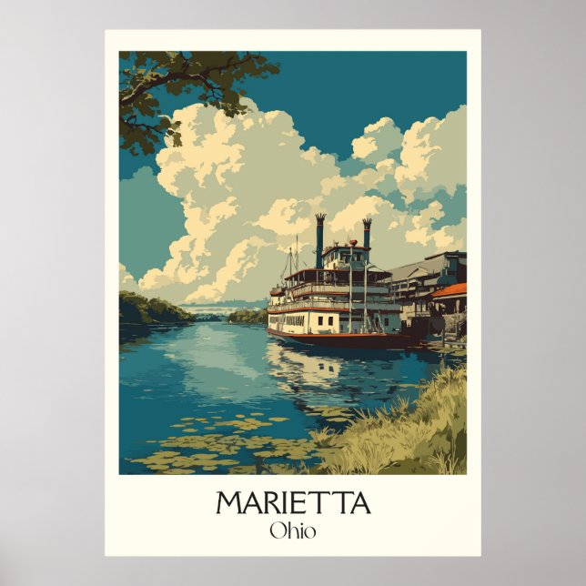 Póster Ciudad histórica del río Marietta Ohio (Frente)