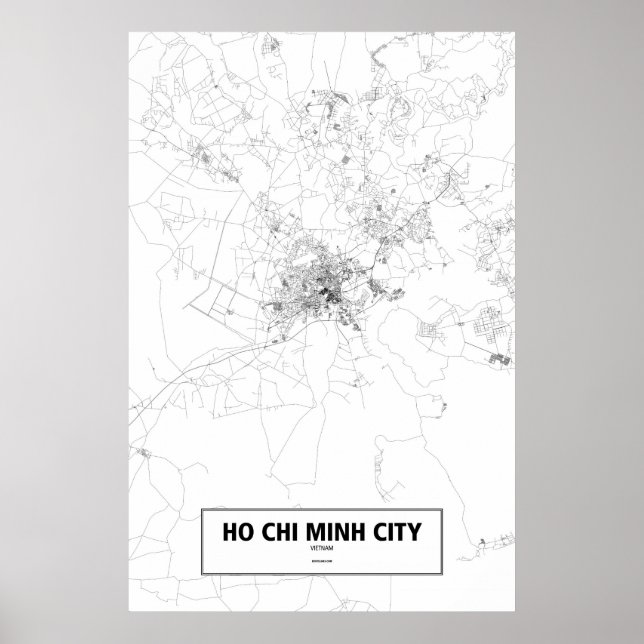 Póster Ciudad Ho Chi Minh, Vietnam (negro sobre blanco) (Frente)