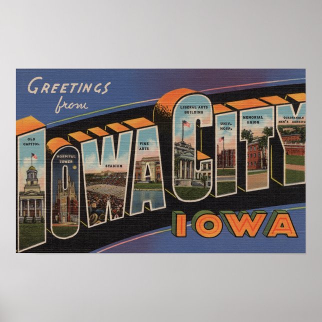 Póster Ciudad Iowa, Iowa - Escenas de letras grandes (Frente)