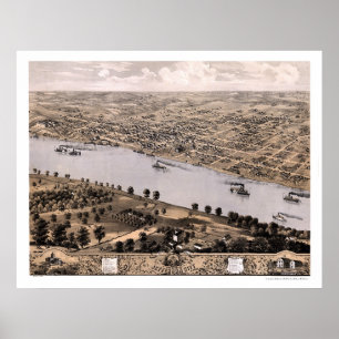 Póster Ciudad Jefferson, Mapa Panorámico MO - 1869