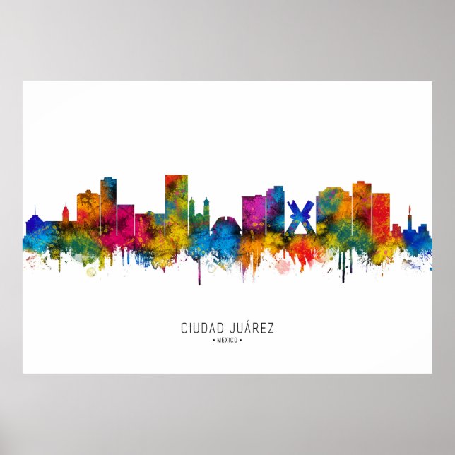 Póster Ciudad Juárez Mexico Skyline (Frente)