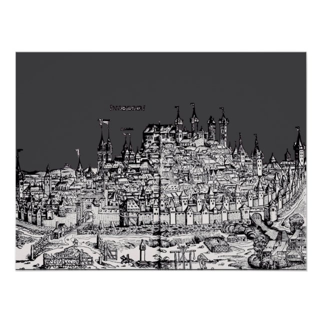 Póster Ciudad medieval de Nuremberg en Alemania (Anverso)
