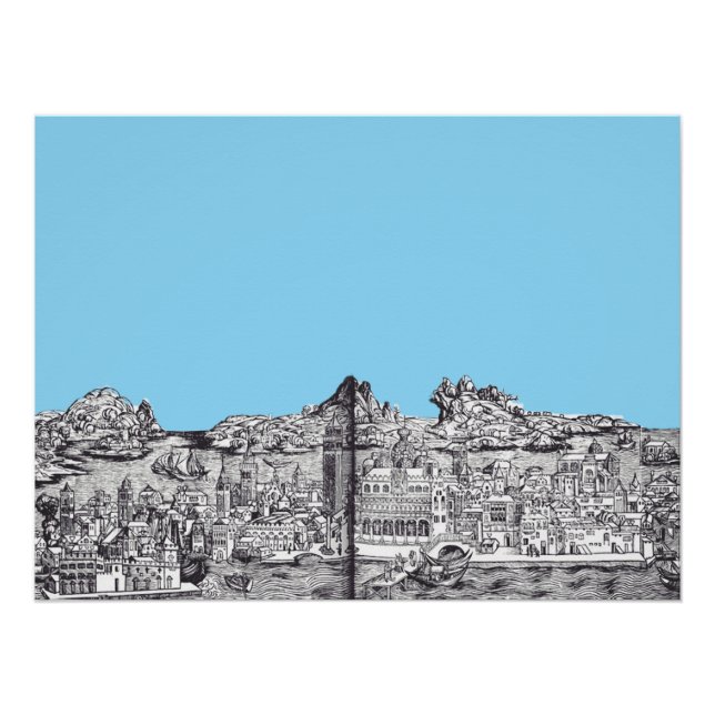 Póster Ciudad medieval de Venecia en Italia (Anverso)