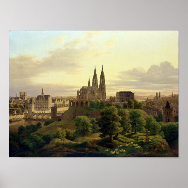 Póster Ciudad medieval en 1830, 1830 (Frente)