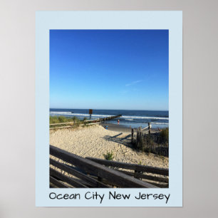 Póster Ciudad New Jersey del océano de la playa