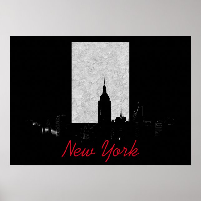 Póster Ciudad Nueva York Blanca y Negra (Frente)