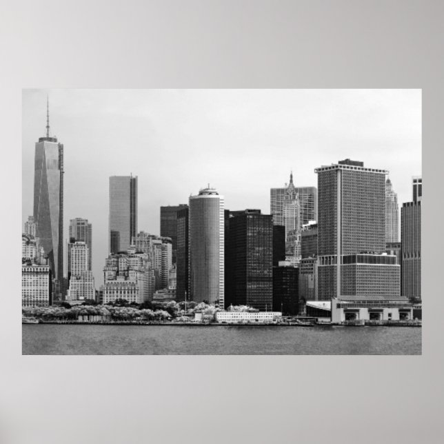 Póster Ciudad - Nueva York - El distrito financiero - BW (Frente)