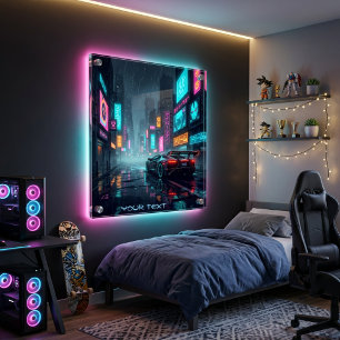 Póster Ciudad paisajística de anime cyberpunk Sala de n