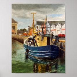 Póster Ciudad pintoresca de Galway Irlanda Barco de pesca